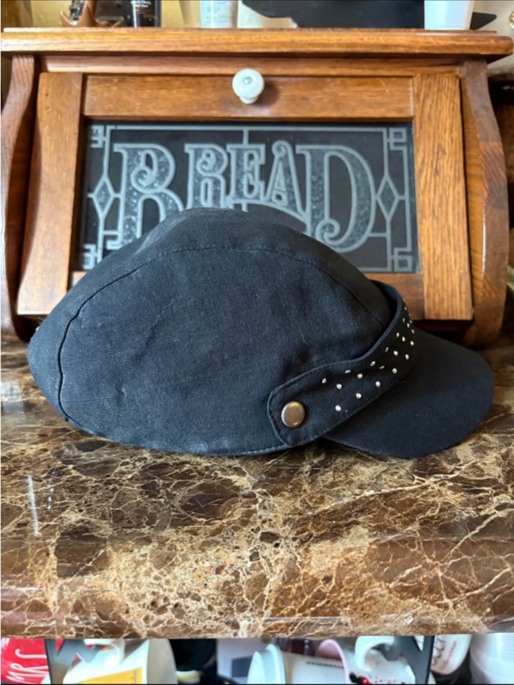 Black Studded Harley Davidson Women Visor Cap - Picture 2 of 4
